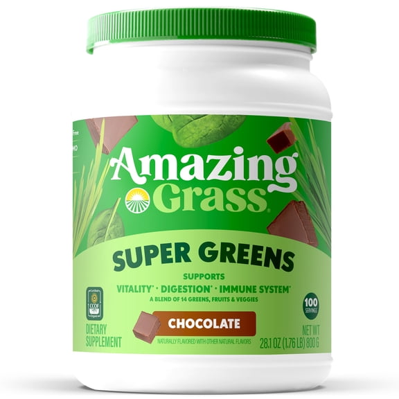 Amazing Grass Green Superfood Powder, Flavor: Chocolate, 28oz Bottle, 100 Servings
