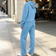 thumbnail image 4 of Domzest Womens Zip Up Hoodies Sweatsuits Long Sleeve Full-zip Hooded Sweatshirt & Wide Leg Sweatpants Fall Winter Athletic Tracksuits Light Blue M, 4 of 6