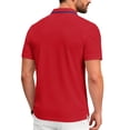 thumbnail image 3 of Homeyce Mens Polo Shirts Collared Short Sleeve Polo Shirts Button Down Fashionable Business Athletic Casual Shirt Solid Color Pullover Shirts,Red XL, 3 of 5
