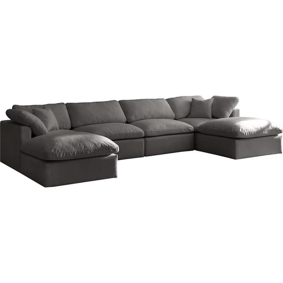 Meridian Furniture Plush Standard Gray Velvet Modular Sectional