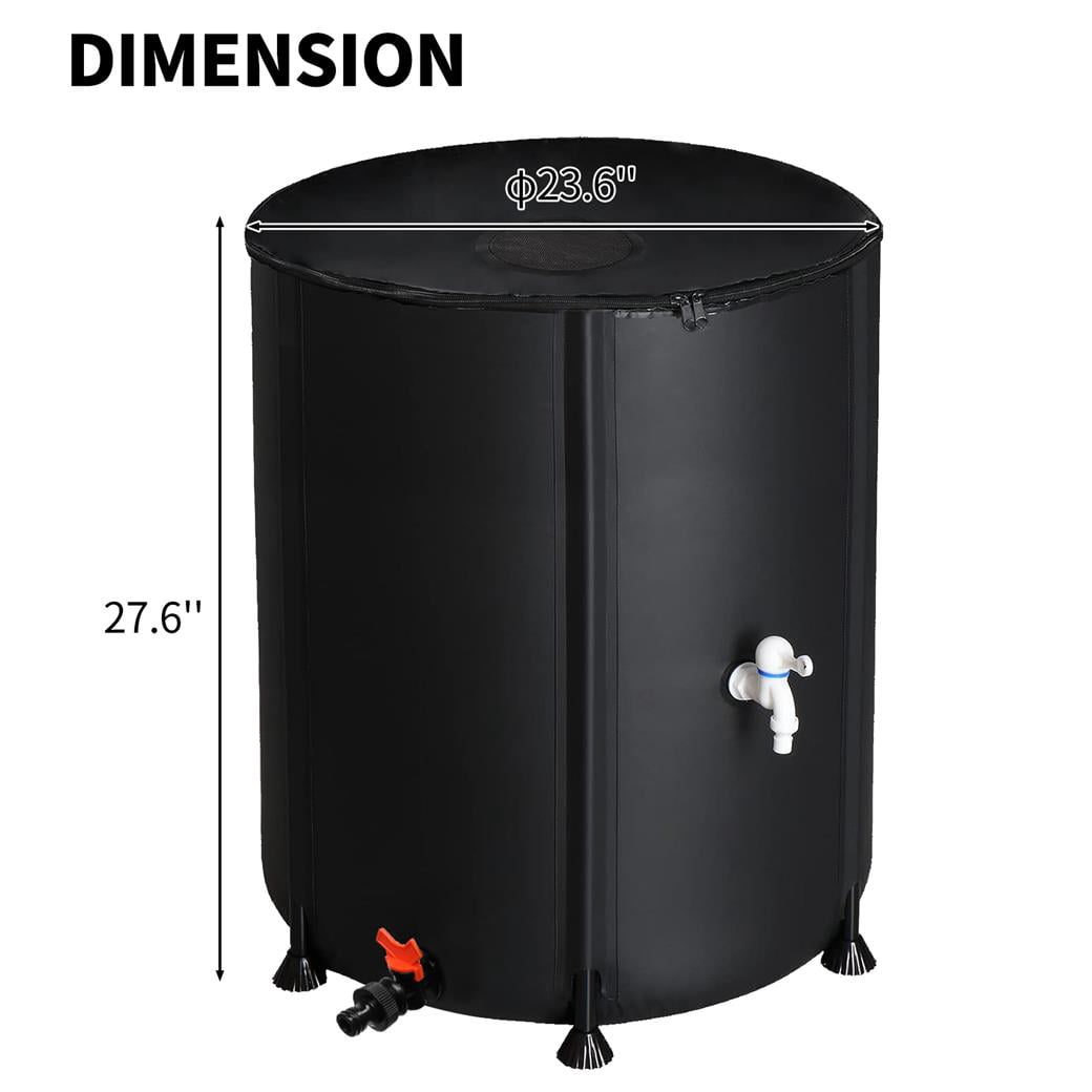 50-Gallon Space-Saving Folded Rainwater Catchment Barrel in Sleek Black - Innovative and Eco-Friendly Water Solution