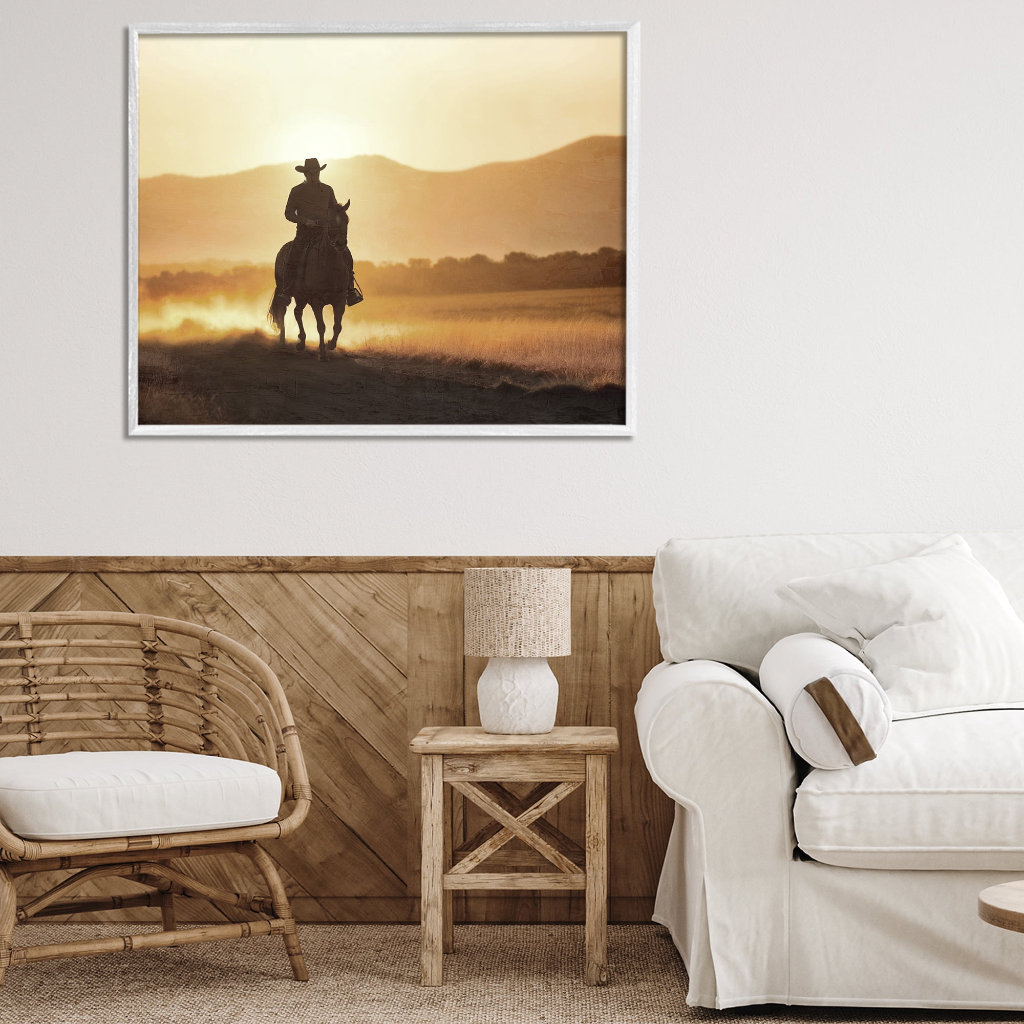 Stupell Industries Cowboy's Ride Home White Framed Giclee Art, design by Kim Allen