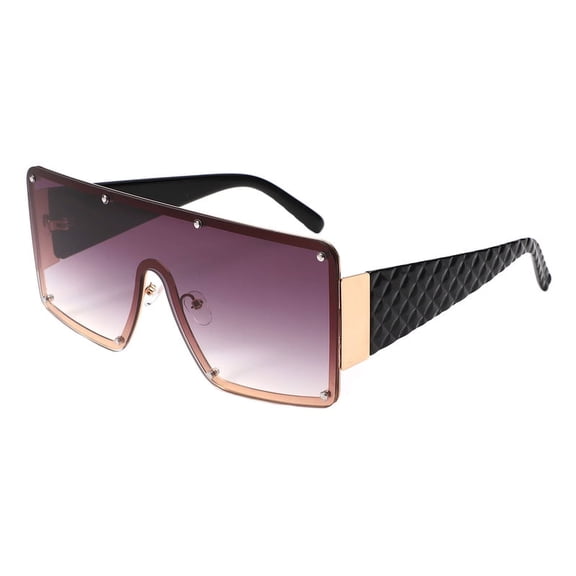 Women's Sunglasses Studded Oversized Square Mono Lens Fashion UV400 Black, Smoke