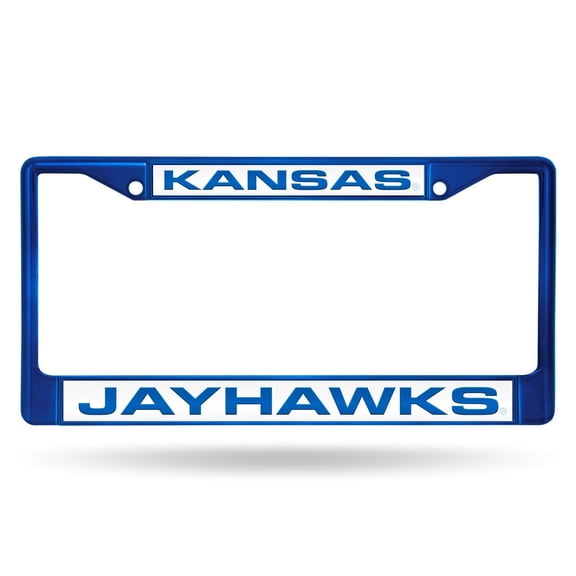 Kansas-Jay-Hawk's Blue Painted Metal Laser Cut License Plate Frame