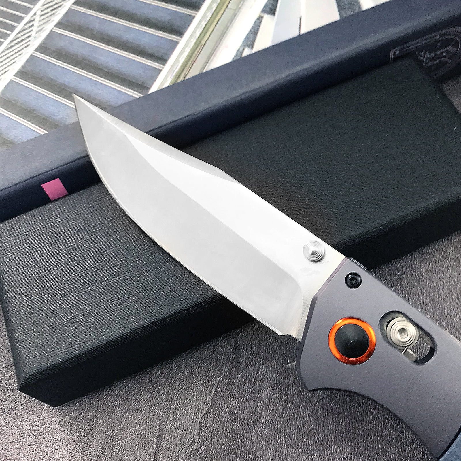 HUAAO 15080 EDC Knife, High-End Folding Knife, Red Stabilised Wood G10 Handle, Thumb or Double Handed Locking Suitable for Right and Left Handed (15080)