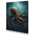 thumbnail image 2 of Designart "Brown Blue Octopus Under The Sea" Animals Octopus Wall Art Living Room, 2 of 5