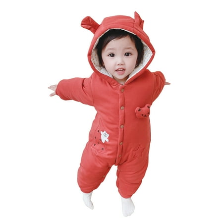 

Infant Baby Autumn and Winter Long Sleeved Trousers One-piece Suit Cartoon Cute Animal Ears Three-dimensional Bear Bodysuit Creeper