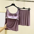 thumbnail image 4 of cfhntfmh Womens Pajama Sets 2 Piece Pjs Sleepwear Sets Soft Sleeveless Double Spaghetti Strap Camisole Loose Short Pants with Pad, 4 of 4