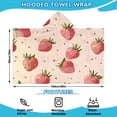 thumbnail image 2 of Strawberry Plants Fruit Heart Beige Pattern Hooded Bath Towel，60"x35" for Ages 3 To 12 Kids, Quick Dry Lightweight Soft Microfiber Hood Beach Towel Cover Up for Kids, 2 of 7