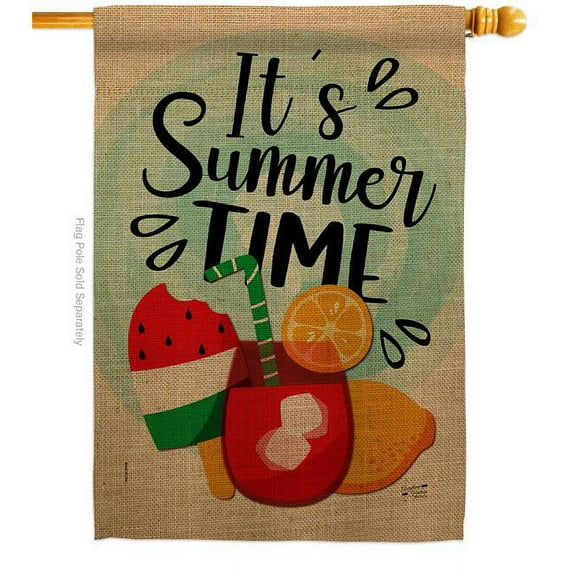 Angeleno Heritage H137240-BO Its Summer Time Summertime Fun & Sun 28 x 40 in. Double-Sided Decorative Vertical House Flags for Decoration Banner Garden Yard Gift