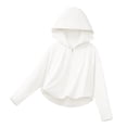 thumbnail image 2 of Girls Boys UPF 50+ Sun Hoodie Shirts with Mask and Brim Long Sleeve UV Protection Ice Silk Zip Sunscreen Clothes White 7-8 Years, 2 of 8