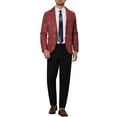 thumbnail image 2 of INSPIRE CHIC Men's Blazer Notch Lapel Contrasting Color Checked Pattern Sports Coat M Red, 2 of 5