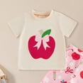 thumbnail image 4 of enyan Toddler Baby Girl Back To School Outfit Apple Short Sleeve Shirt Top Ruffled Long Pent Set Cute Girls Summer Clothes Pink,2-3 Years, 4 of 4