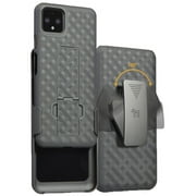 Case with Clip for Pixel 4 XL, Nakedcellphone [Black Tread] Kickstand Cover with [Rotating/Ratchet] Belt Hip Holster Holder Combo for Google Pixel 4 XL Phone (2019) (4XL)