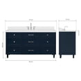 thumbnail image 2 of Ariel Monroe 67 Inch Single Rectangular Sink Bathroom Vanity With Pure White Quartz Countertop 1.5 inch Edge In Midnight Blue, 2 of 7
