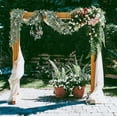thumbnail image 4 of TETOU 1Pcs Artificial Eucalyptus Garland,6.56Ft Lush Silver Dollar Leaves Boxwood Faux Greenery Vines for Home Party Table Mantle Fireplace Holiday Sping Decorations(White Buds), 4 of 7