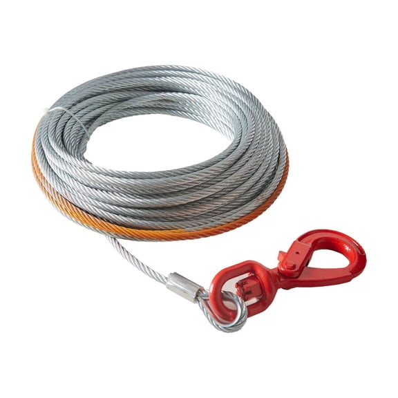 3/8 Inch Winch Cable 50ft, 15,200 lbs Galvanized Steel Winch Rope with Hook, Heavy Duty Towing Cable for SUV Off-Road Vehicle Truck Winching