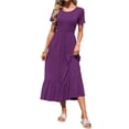 thumbnail image 2 of TARAINYA Womens Summer Dresses Short Sleeve Maxi Dress Crewneck Casual Sundresses with Pockets, 2 of 8
