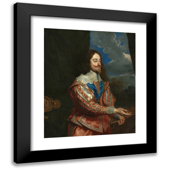Anthony van Dyck 12x14 Black Modern Framed Museum Art Print Titled - Portrait of Charles I (1600-1649) (17th Century or Later)