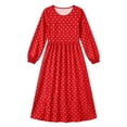 thumbnail image 5 of Long Sleeve Fall Dresses for Women Polka Dot Dress - High Waist A-Line Swing Midi Dress with Puff Sleeves, Casual Fall Spring Dress, 5 of 5