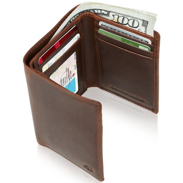 Access Denied Trifold Wallets For Men RFID Leather Slim Mens Wallet With ID Window Front