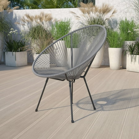Flash Furniture Valencia Oval Comfort Series Take Ten Grey Papasan Lounge Chair