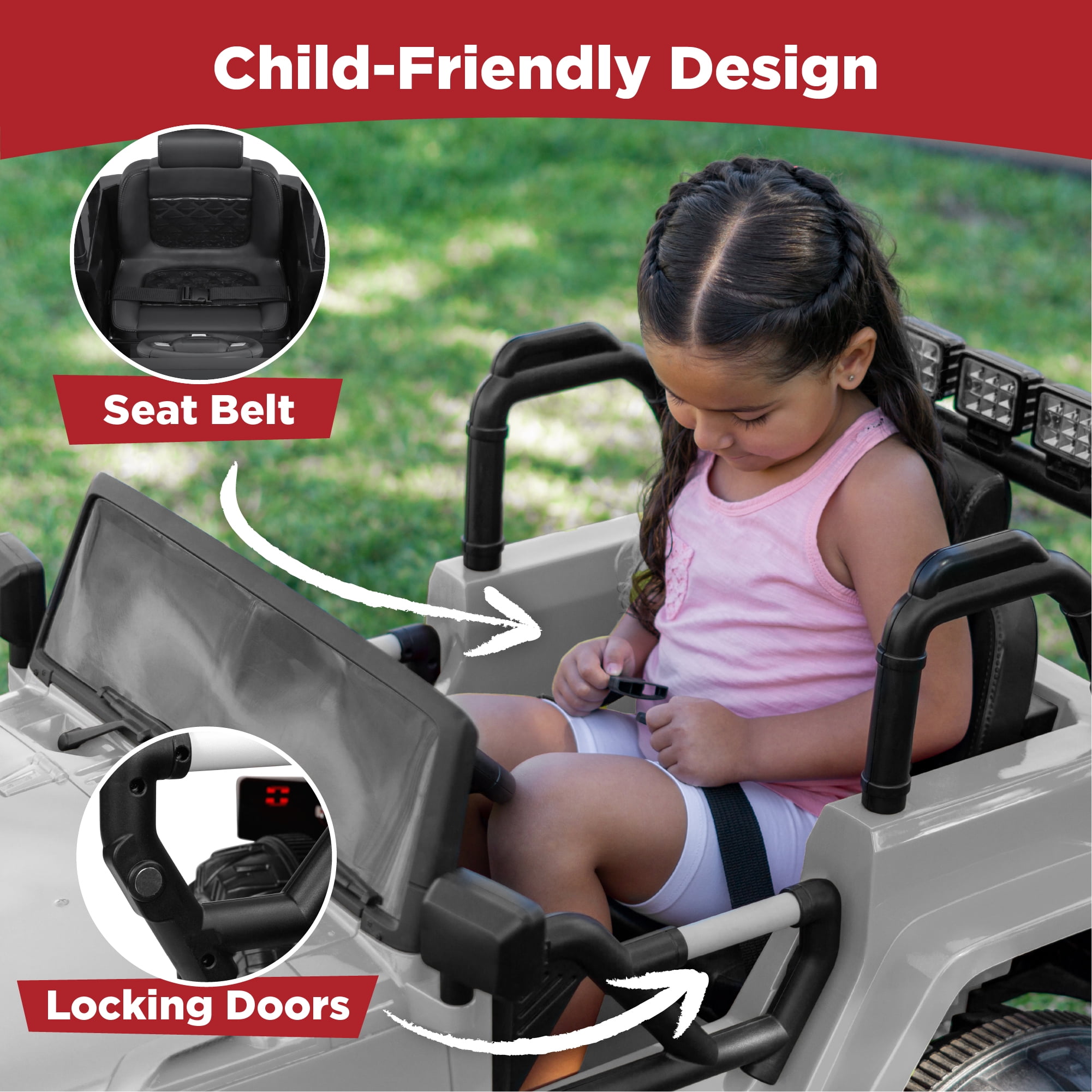 Best Choice Products Jumbo 12V Kids Electric Ride On Car with Parent Remote, Seat Harness, 65 lb Capacity - Light Gray