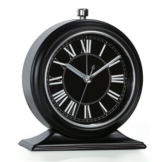 Vintage Zwarte Tafelklok Stille Niet-tikkende 9 Inch Analoge Metalen Bureauklok Klassieke Retro Woonkamer Slaapkamer Kantoor Jas Klok Cadeau