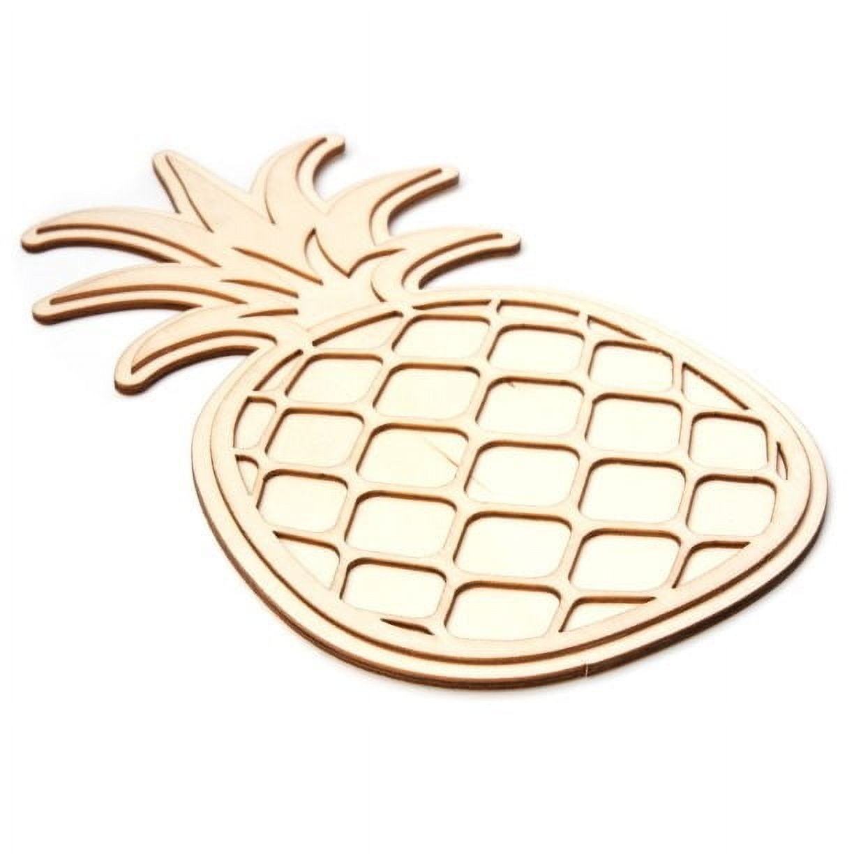 Hello Hobby Unfinished Natural Wood Laser Cut Pineapple Plaque, 5.5 in x 10 in