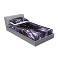 thumbnail image 2 of Ambesonne Galaxy Fitted Sheet & Pillow Sham Set, Universe Space Travel, Twinxl, Violet Black White, 2 of 2