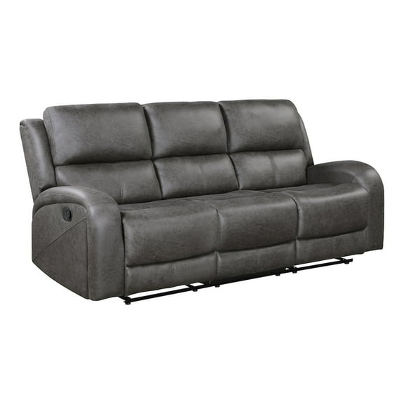 Lexicon Pagosa Microfiber Double Reclining Sofa in Gray