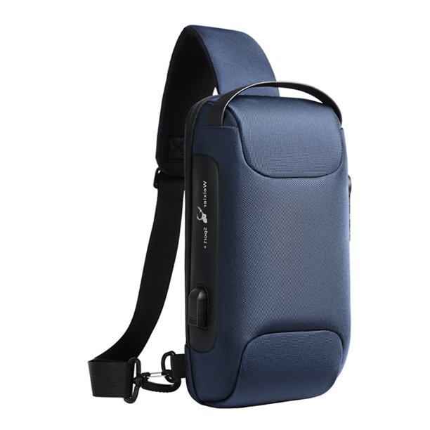 Bolso Hombro para Hombre Antirrobo Bloqueo Contraseña USB Crossbody Chest Pack Azul Oscuro Btafrte