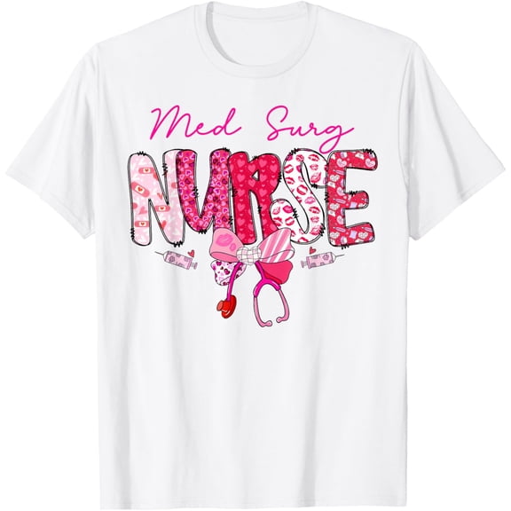Med Surg Nurse Valentine's Day Stethoscope Coquette Bow T-Shirt TShirt