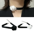 thumbnail image 2 of SIEYIO Soft Sext Choker Tie Cravat Flower Choker Women Black Cloth-Flower Collar Choker, 2 of 12