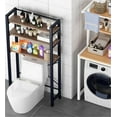 thumbnail image 4 of 3 Tier Over The Washer and Dryer Storage Shelf, Freestanding Rack with Adjustable Feet Bathroom Storage Rack Wooden Laundry Shelf Organizer Oak for Bathroom, 4 of 16