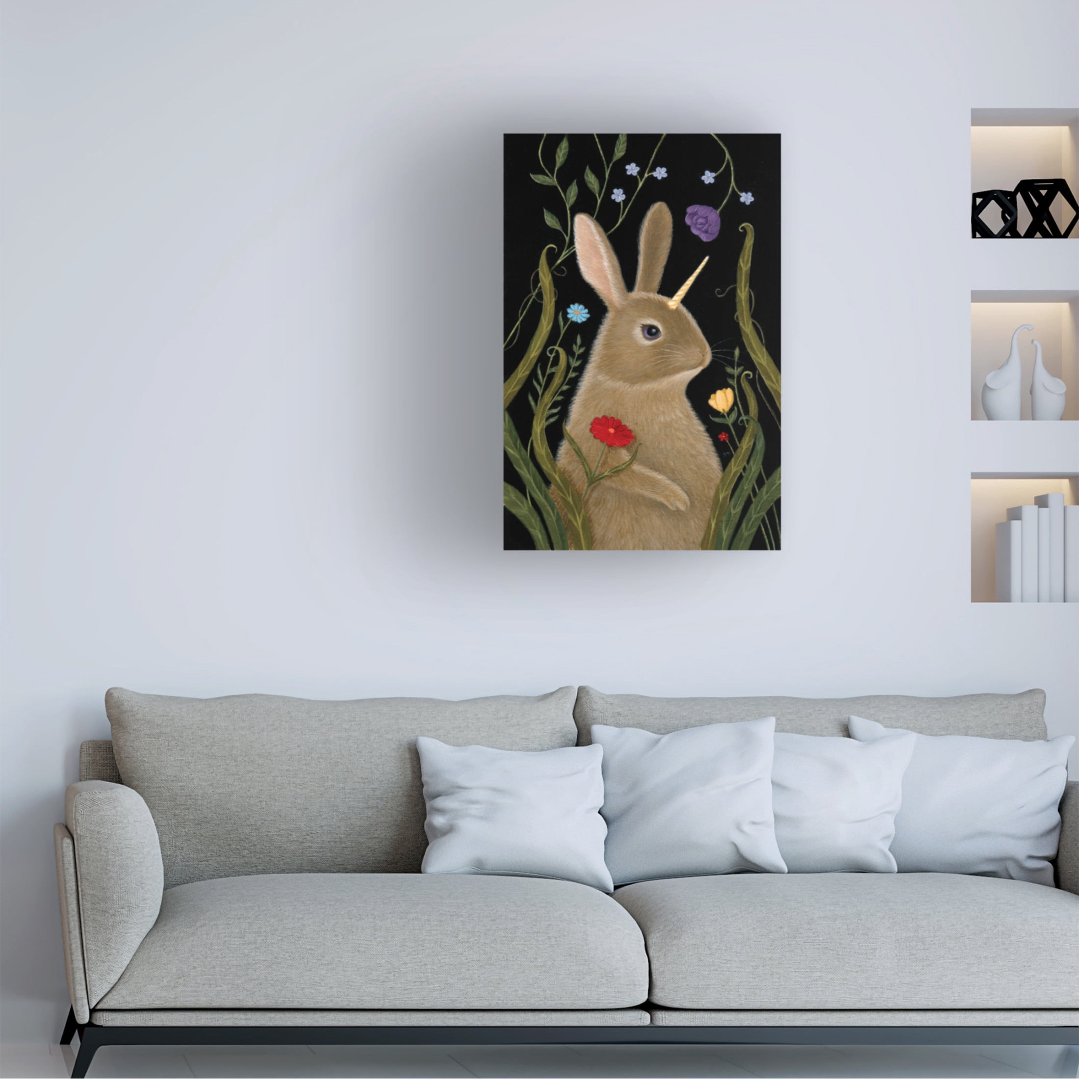 Canvas Wall Art - Gina Matarazzo 'Beatrix the Bunnicorn' Wall Art for Living Room, Bedroom, or Office Décor by Trademark Fine Art - 12 x 19 Inches