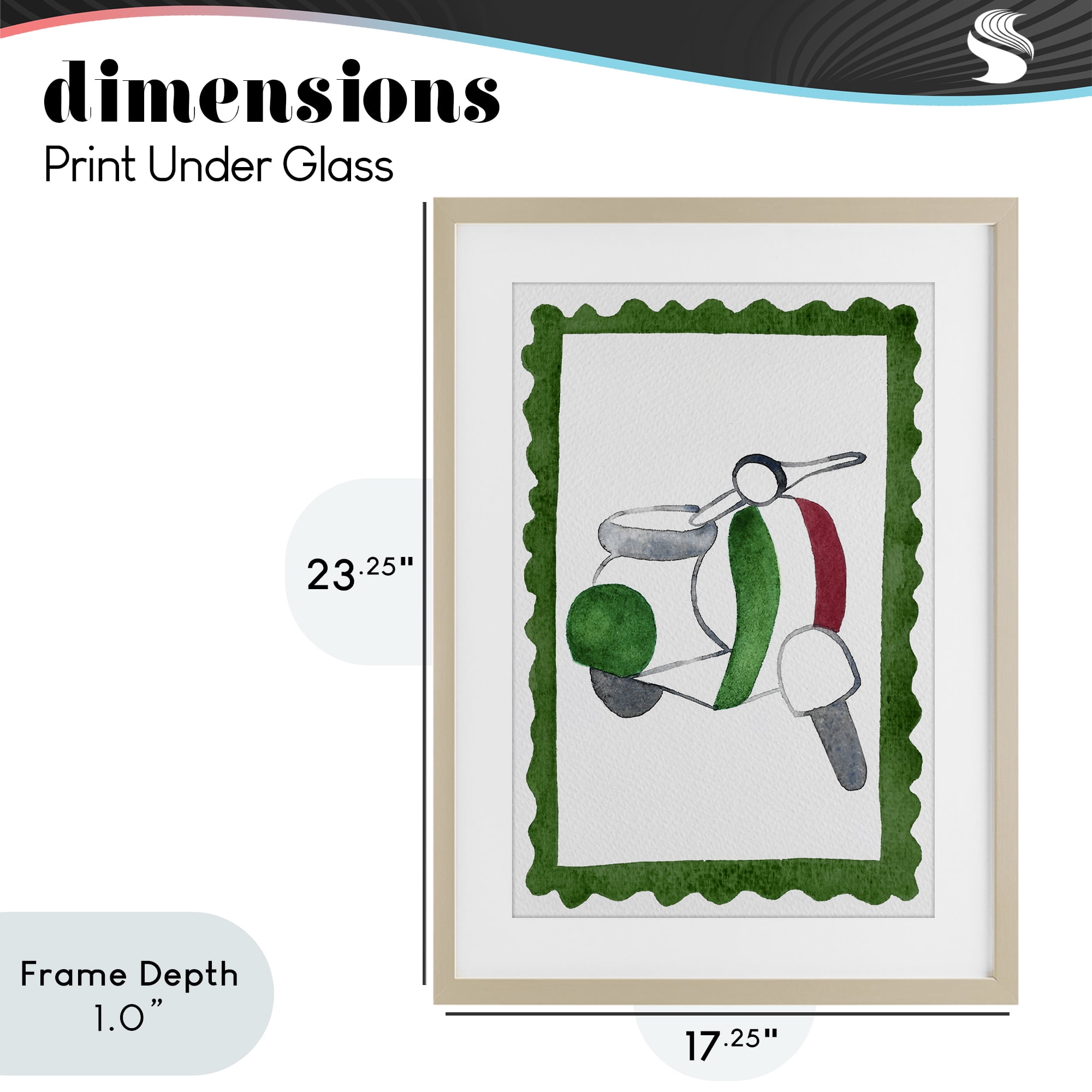 Stupell Industries Italian Motor Scooter Birch Framed Print Under Glass, design by Camila Juncos