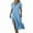 Blue, variant on Plus Size Women's Dress Solid Color Maxi Dresses with Cotton Linen Short Sleeved V-neck Side Slit Dress Side Pockets Long Skirt Summer Vacation Holiday Beach Party S-XXL