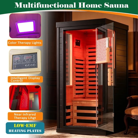 Two-Person Far Infrared Sauna with Red Light Therapy