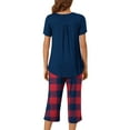 thumbnail image 7 of HUJlwoi Pleated Pajama Sets for Women 2025 Printed Capri Pants Sleepwear Short Sleeve Button down 2 Piece Lounge Pj Sets, 7 of 7