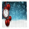 thumbnail image 3 of Ambesonne Clock Shower Curtain, Vintage New Year Balls, 69"Wx84"L, Red and Blue, 3 of 5