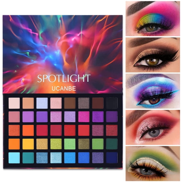 Paleta de sombras de ojos UCANBE Spotlight de 40 colores a prueba de agua