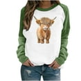 thumbnail image 2 of Fznquz Womens Oversized Sweatshirt Cute Green Fall Winter Sweatshirt Funny Animal Print Crewneck Long Sleeve Fall Clothes, 2 of 4