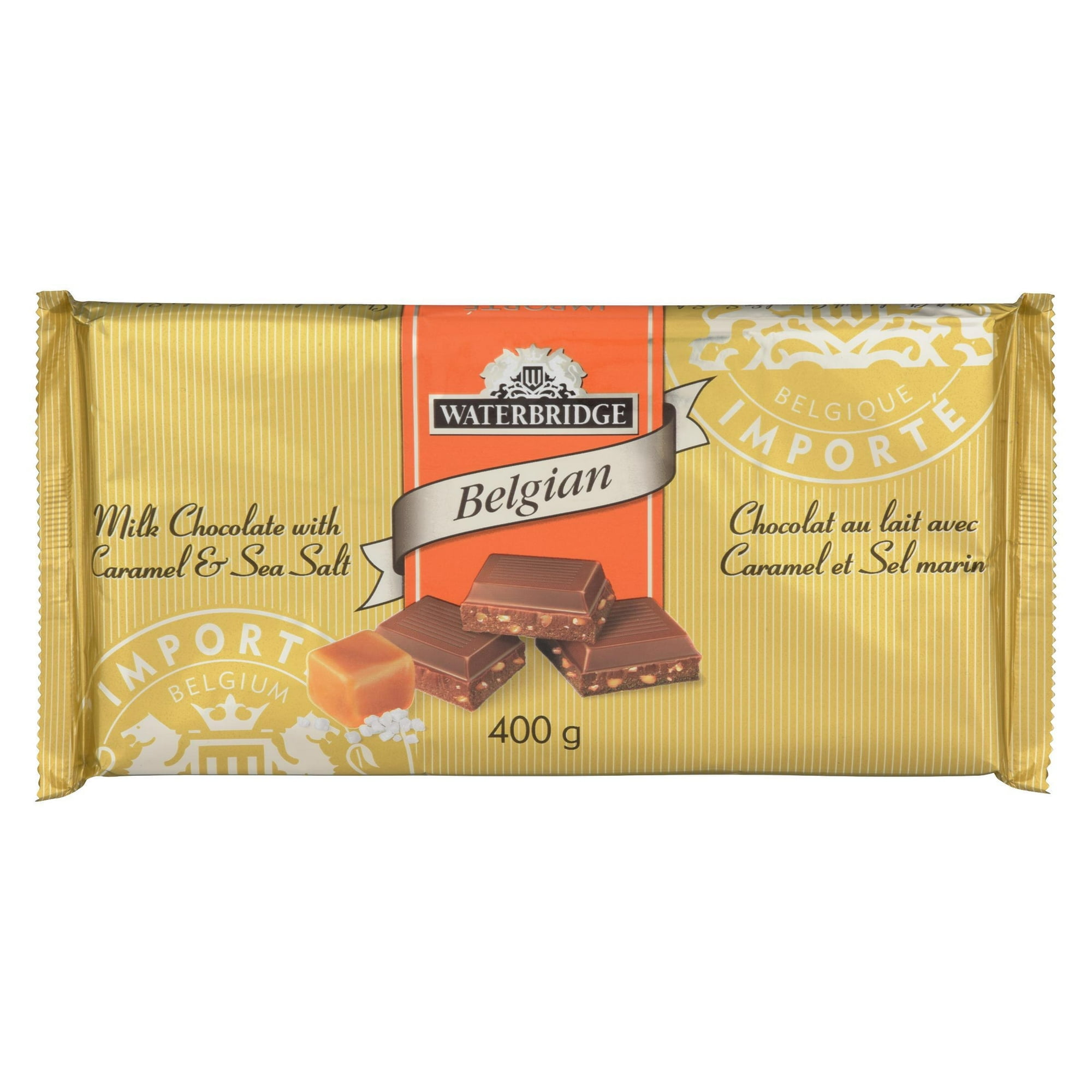 Waterbridge Caramel Sea Salt Belgium Chocolate bar, 400 g
