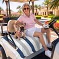 thumbnail image 3 of Golf Cart Seat Covers for 2 Seater,Navy Blue Striped Microfiber Cart Seat Towel Blanket,Geometric Grey White Vertical Stripes Absorbent NonSlip Bench Seats Protector for Golf Course 51"x31", 3 of 9