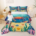 thumbnail image 2 of spefrowx Cartoon Orange Crab Queen Comforter Set for Kids, Coral Tropical Fish Seabed Comforter Sets Queen, Polka Dot Reversible, 3-Piece, 1 Comforter and 2 Pillowcases, 2 of 6