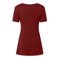 thumbnail image 5 of DuoJiaJ Womens V Neck Shirts Short Sleeve Tops Front Knotted T Shirt Casual Solid Thermal Underwear Women Red L, 5 of 5