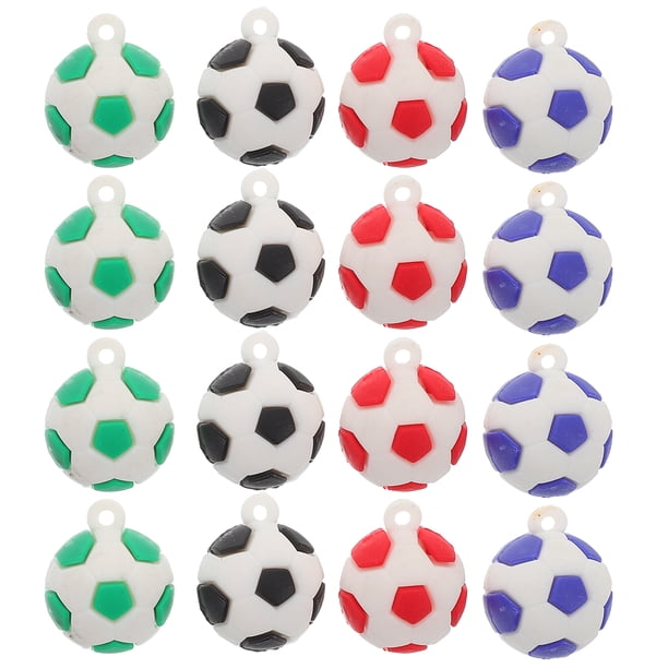 KAKOWELY 16 mini balones de fútbol con dijes para fiestas temáticas de fútbol, juegos de pelota, dijes deportivos para pulseras y collares, fabricación de joyas.