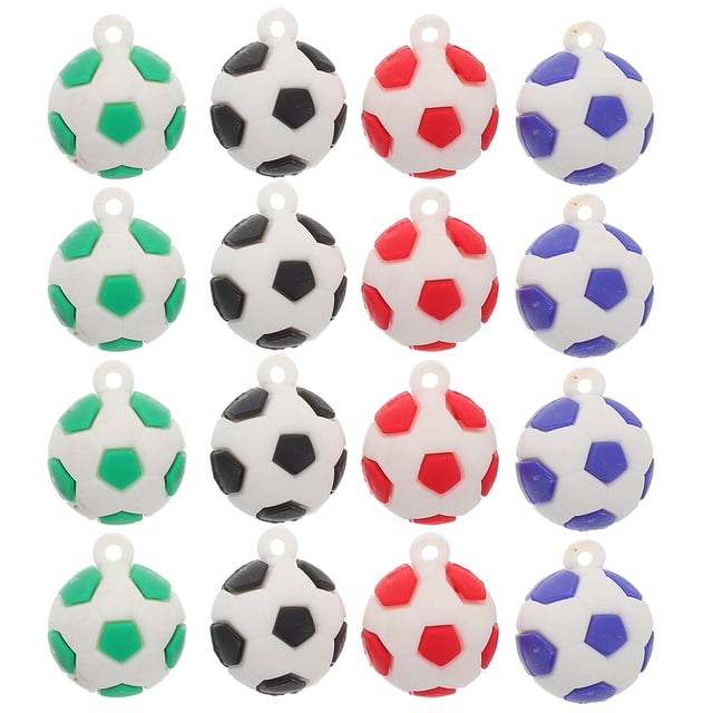 KAKOWELY 16 mini balones de fútbol con dijes para fiestas temáticas de fútbol, juegos de pelota, dijes deportivos para pulseras y collares, fabricación de joyas.
