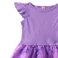 thumbnail image 5 of Tisuna Girls Summer Floral Short Sleeve Dress Tutu Party Gown With Puffy Skirt For Toddler Kids Breathable Cozy Casual Playwear Dress Purple Size 4-5 Years, 5 of 6